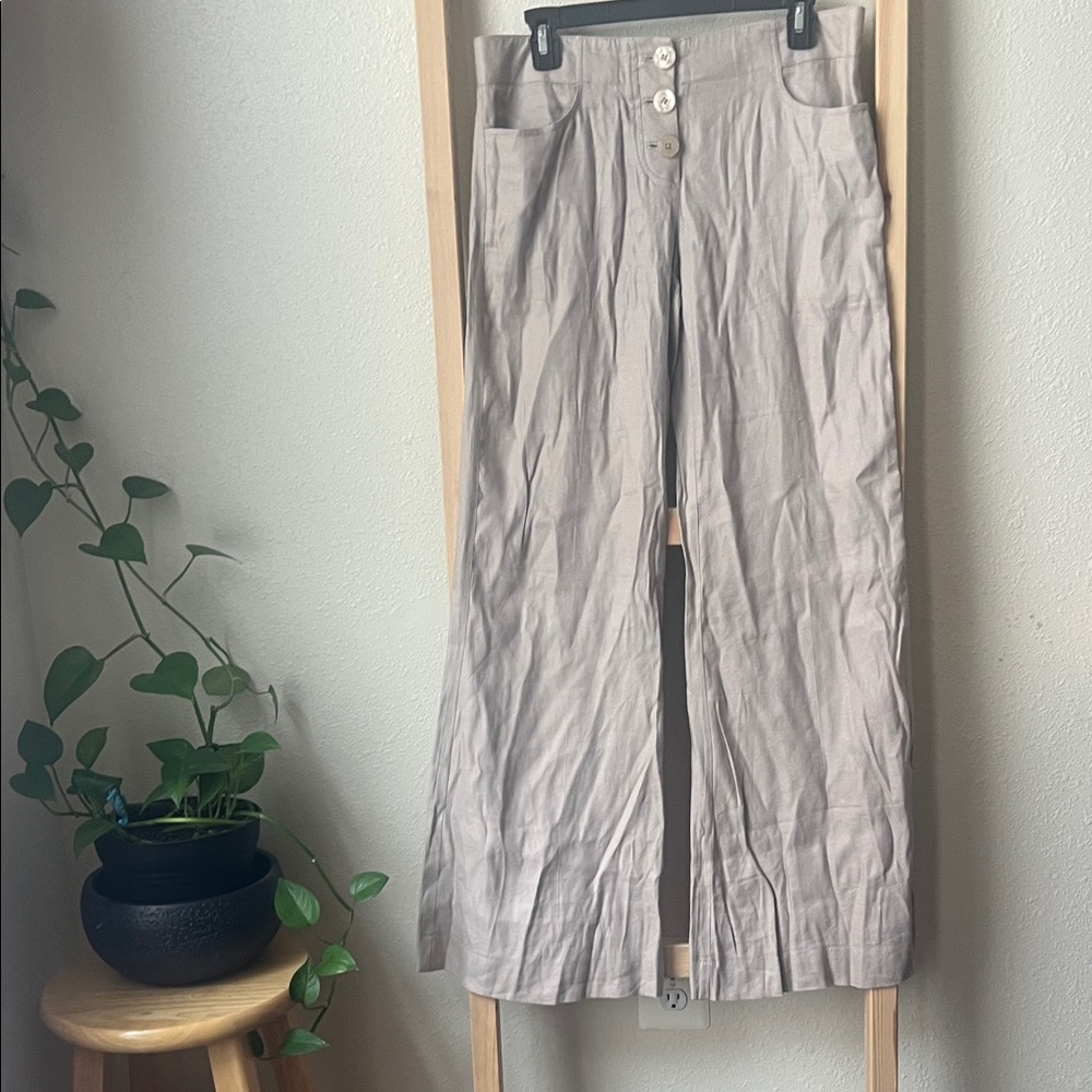 Marciano Beige Linen Wide-Leg Pants